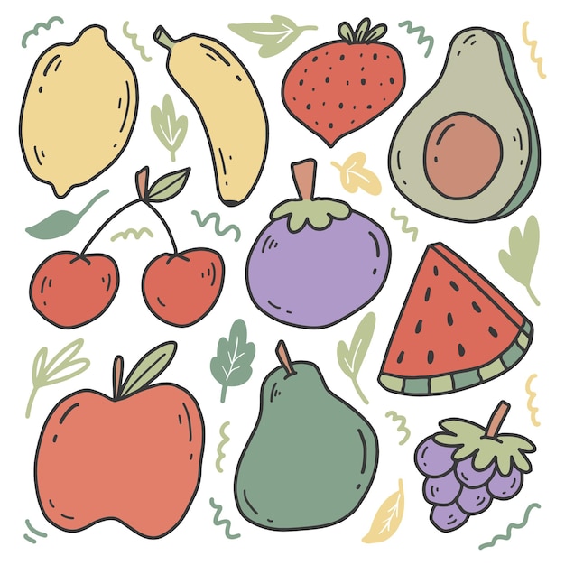 hand drawn fruit doodle illustration design