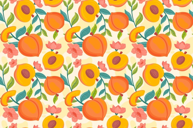 Hand drawn fruit and floral design pattern