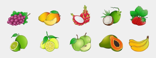 Hand drawn fruits collection Free Vector