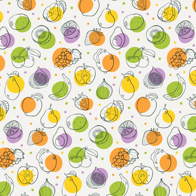 Hand drawn fruits seamless pattern