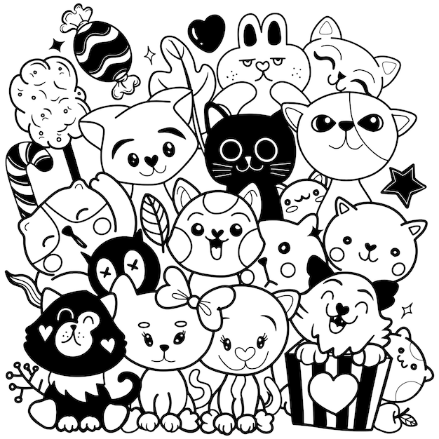 Hand drawn Funny dog best friends Illustration Cute hand drawn doodles