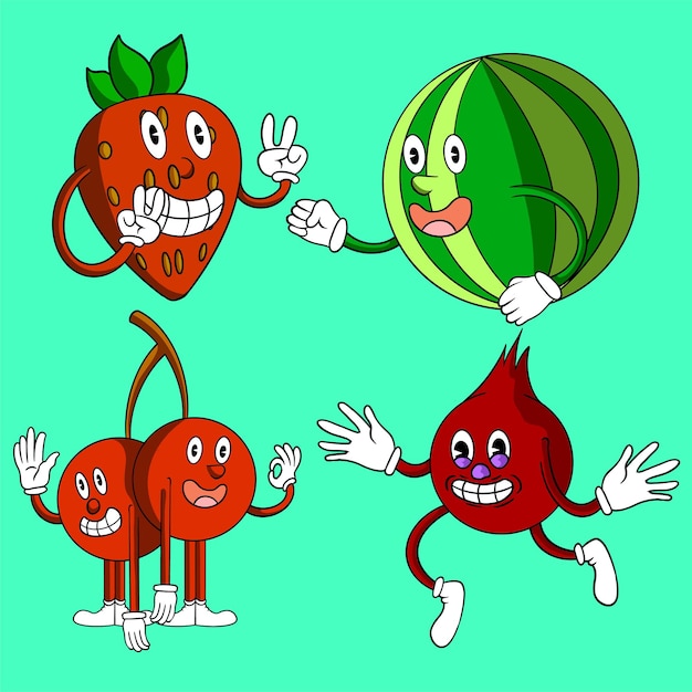 Hand drawn funny fresh fruit background