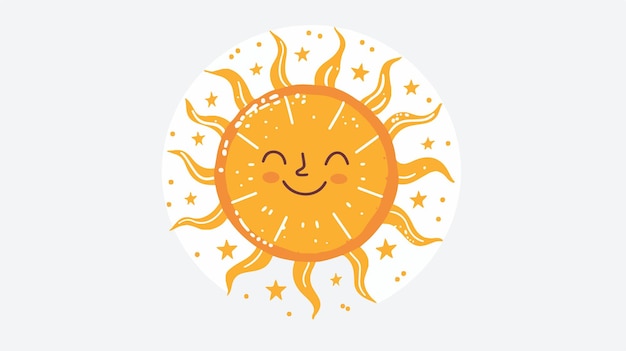 Hand Drawn Funny Sun Icon Illustration on White Background