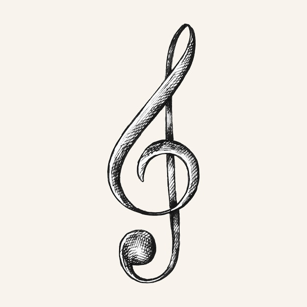 Hand-drawn G-clef music note illustration