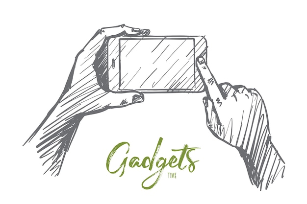  hand drawn gadgets time concept sketch