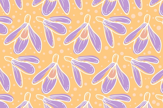 Hand drawn Galanthus flower pattern background