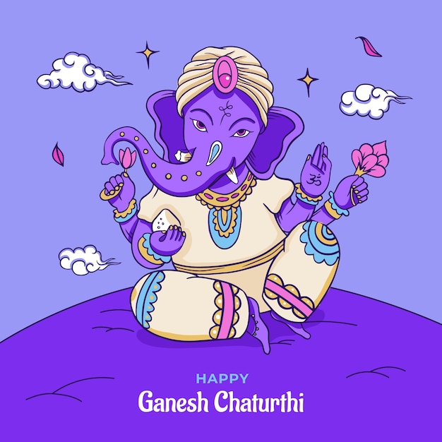 Hand drawn ganesh chaturthi illustration