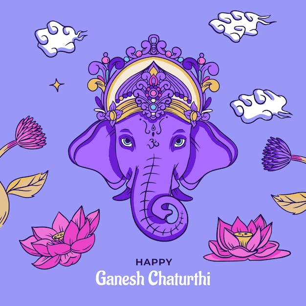 Hand drawn ganesh chaturthi illustration