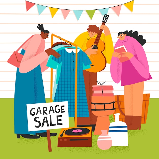 Hand drawn garage sale illustration