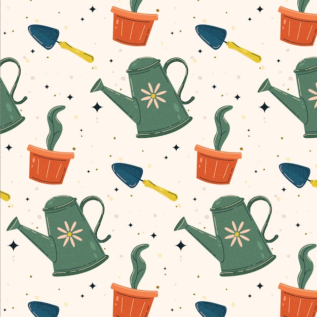 Hand drawn gardening pattern template