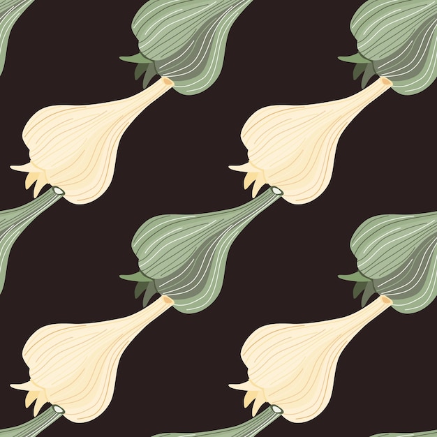 Hand drawn garlic seamless pattern Doodle bulb of garlic endless wallpaper