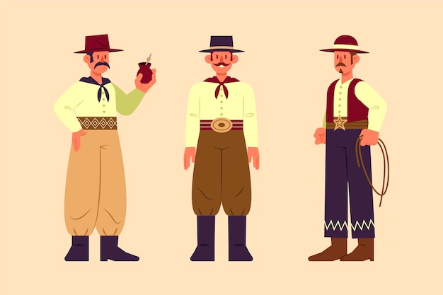 Hand drawn gaucho character collection