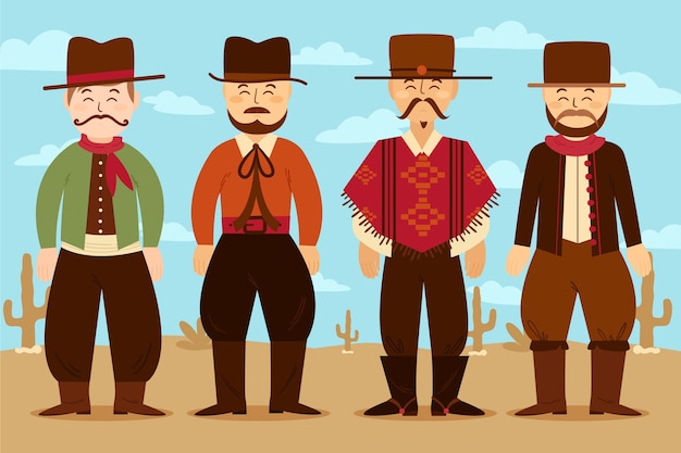 Hand drawn gaucho character collection