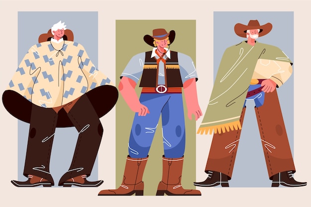 Hand drawn gaucho character collection