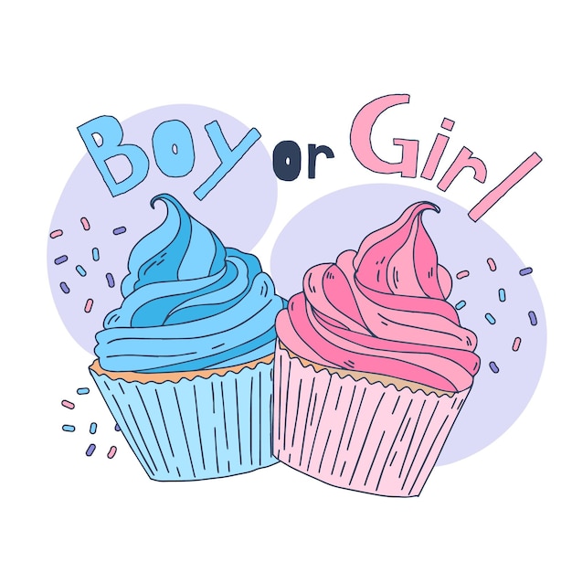 Hand drawn gender reveal concept