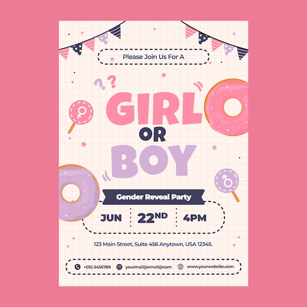 Hand drawn gender reveal poster