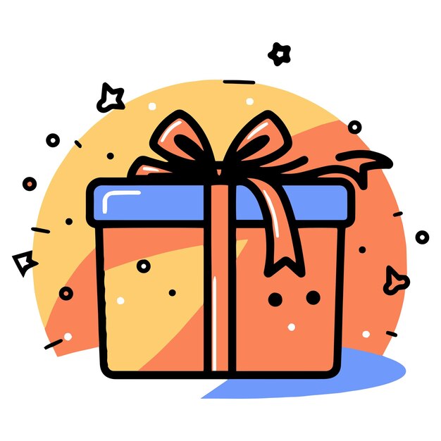 Hand Drawn gift box in doodle style