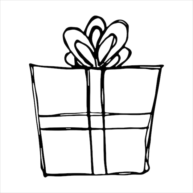 Hand drawn gift illustration Birthday present clipart Holiday doodle