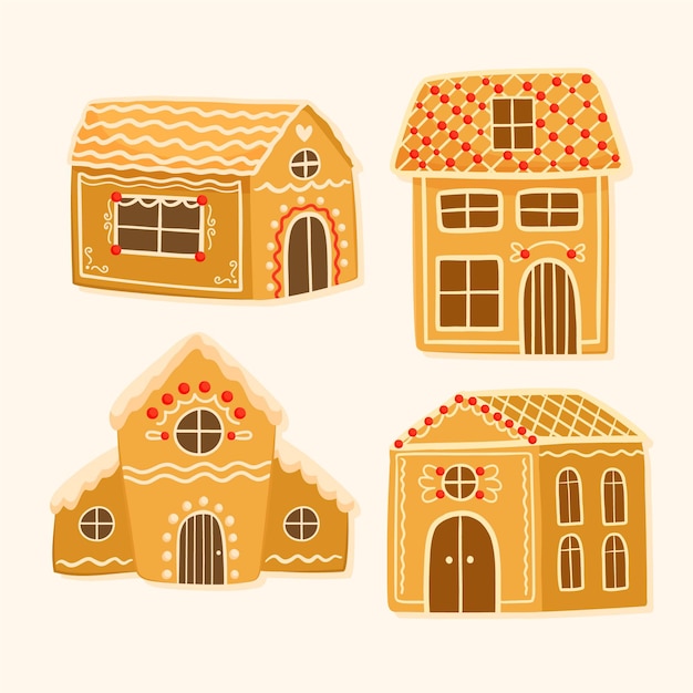 Hand drawn gingerbread house collection