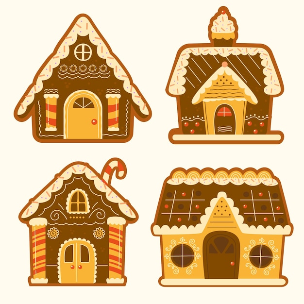 Hand drawn gingerbread house collection