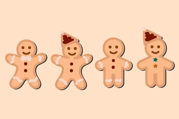 Hand drawn gingerbread man collection.