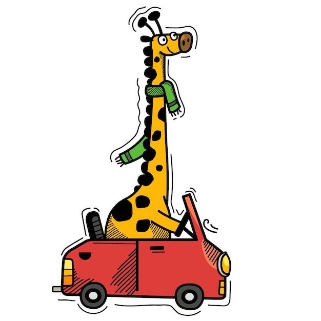 Hand drawn giraffe character illustration vector