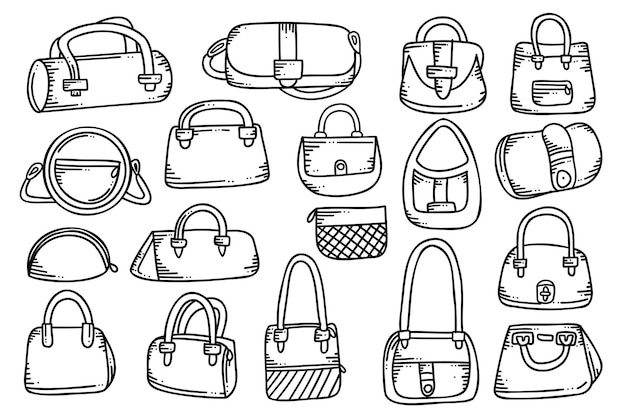 Hand drawn girl bag collection