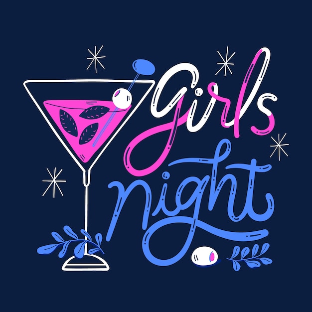 Hand drawn girls night lettering