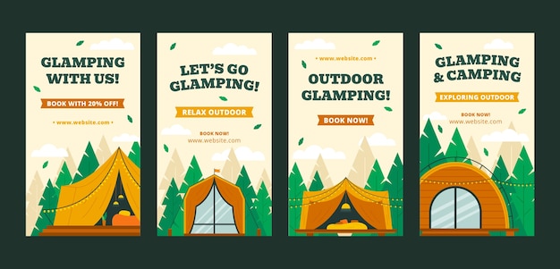 Hand drawn glamping instagram stories