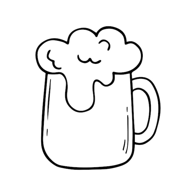 Hand drawn glass of beer doodle Alcoholic drink in sketch style