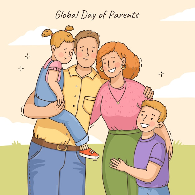 Hand drawn global day of parents illustration