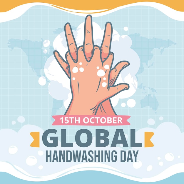 Vector hand drawn global handwashing day illustration