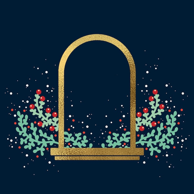 Hand Drawn Gold Christmas Window Background 