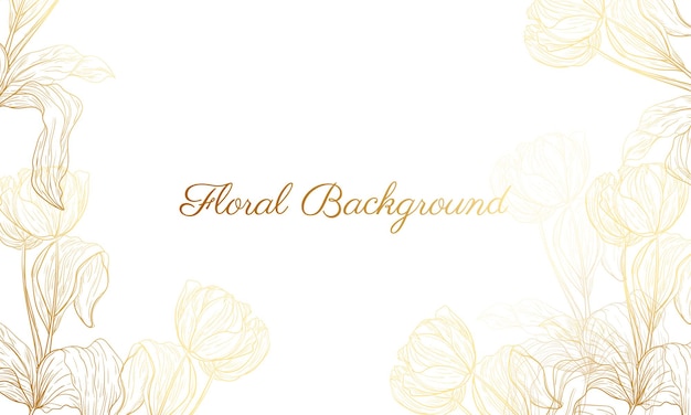 hand drawn golden floral background