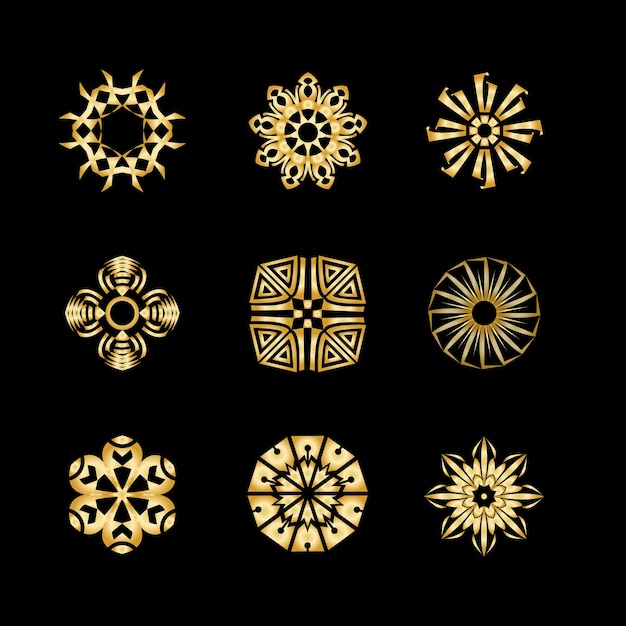 Hand Drawn golden ornamental floral design vector illustrations