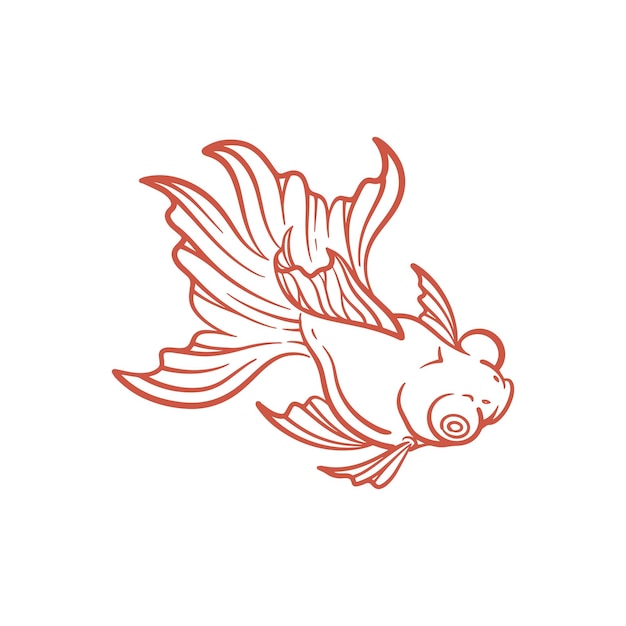 Vector hand drawn goldfish line art goldfish vector illustration