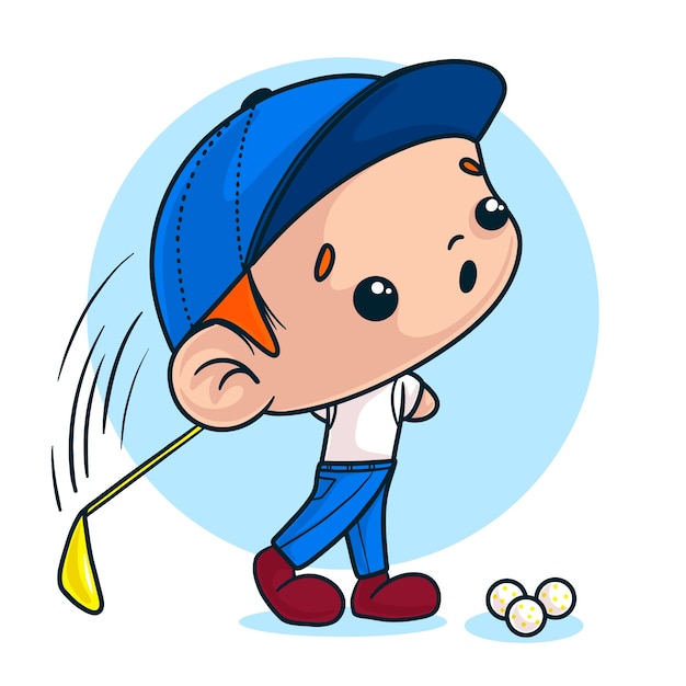 Hand drawn golf cartoon illustration