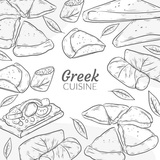 Hand drawn greek cuisine illustration