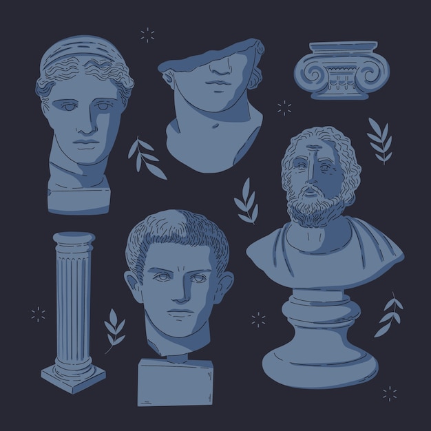 Hand drawn greek mythology character collection