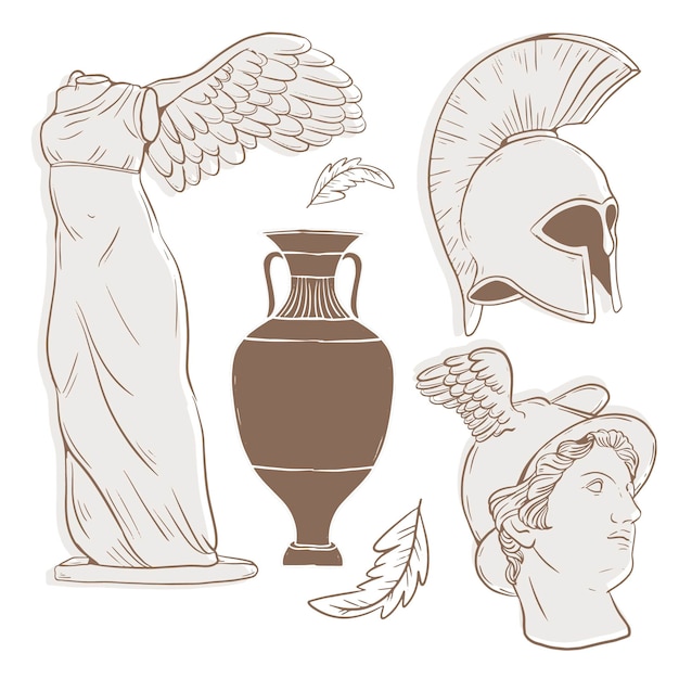 Hand drawn greek statue collection