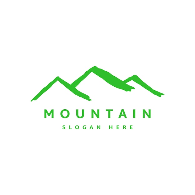 hand drawn green color mountain logo design