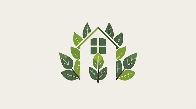 Vector hand drawn green house logo icon vector