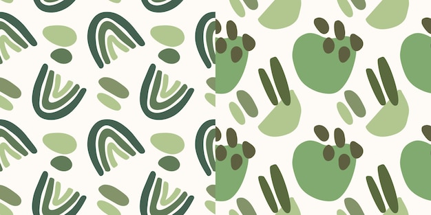 Hand Drawn Green Shape Seamless Pattern Collection