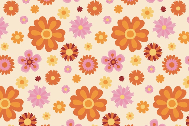 Hand drawn groovy flower pattern