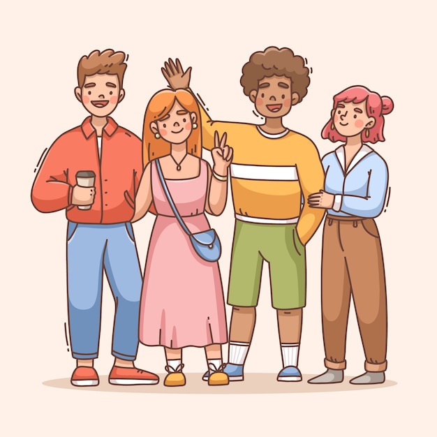 Hand drawn group of people illustration