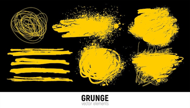 Hand drawn grunge backgrounds set Vector brush strokes Area for text