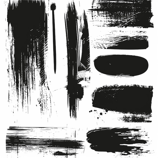 Vector hand drawn grunge brush strokes banners