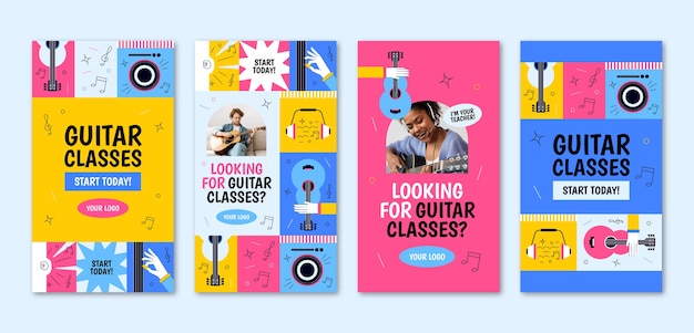 Hand drawn guitar lessons instagram stories