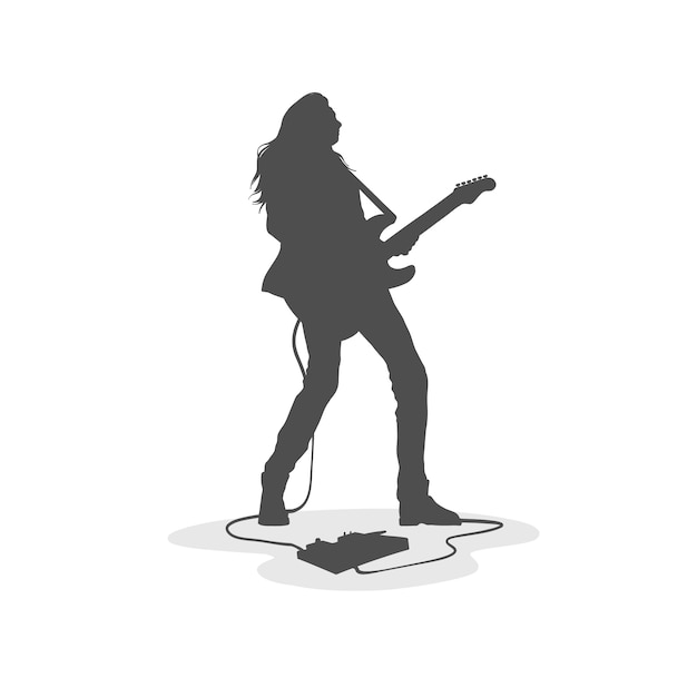 Hand drawn guitarist  silhouette