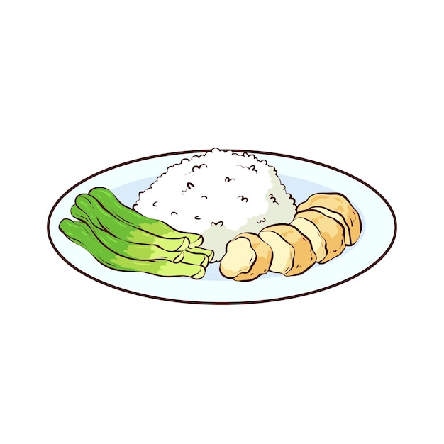 hand drawn hainan rice food